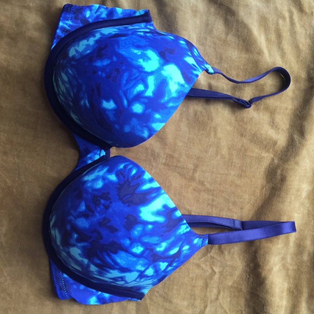 VS Pink blue watercolor push-up bra